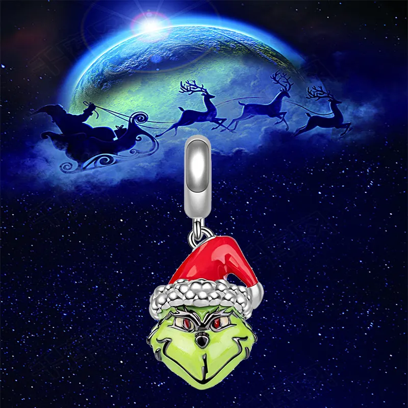 925 STERLING Silver Christmas Collection Charm Santa Claus Bead DIY para pulseira Pandora