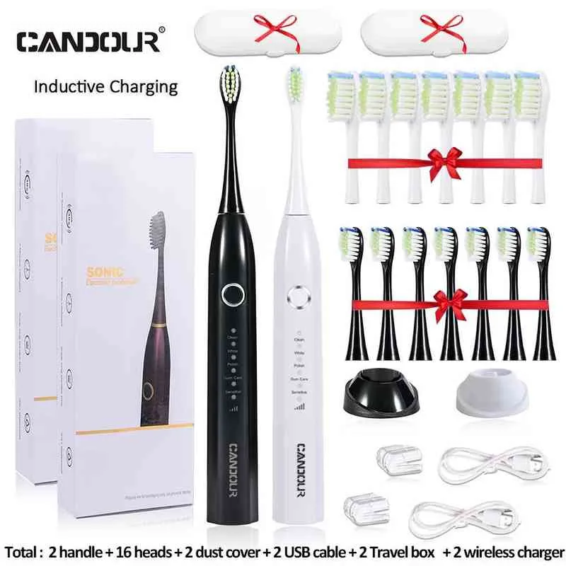 Toothbrush Candour Cd5166 Rechargeable Electric Toothbrush Sonic 5 Mode Adult Timer Ipx7 Waterproof Automatic Ultrasonic Brush 0511