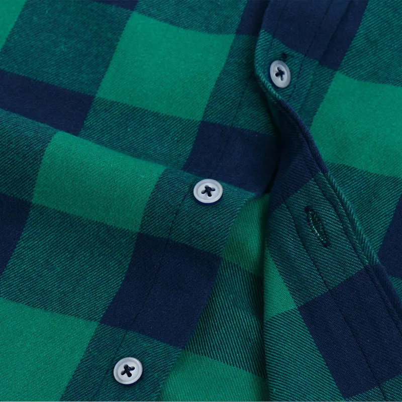 Мужская клетчатая рубашка 100% хлопок высокого качества бизнес повседневная длинная рукава мужское социальное платье S Flannel 4XL 220324
