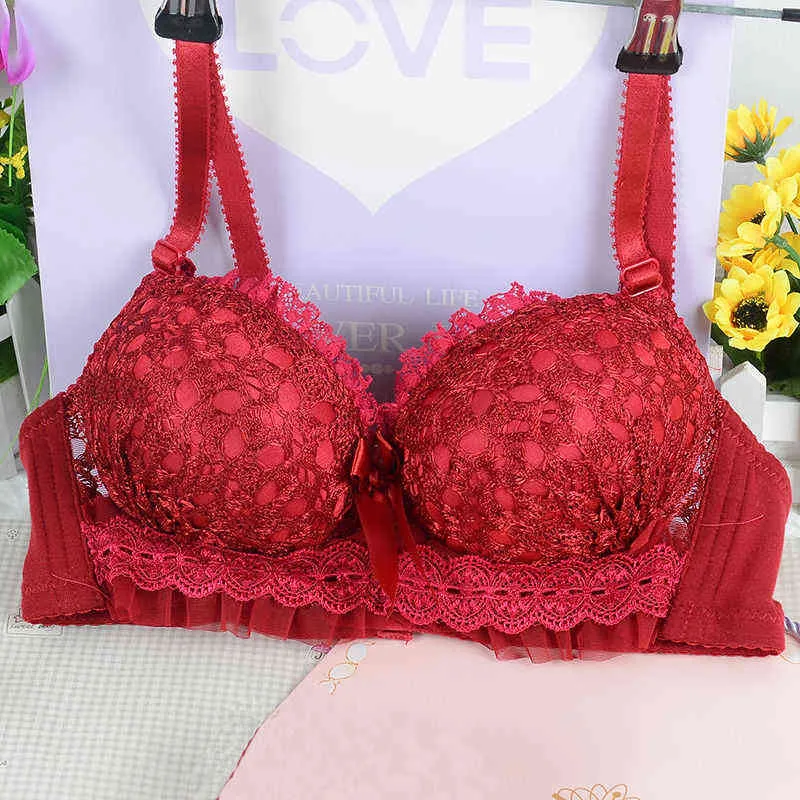 Chica sujetador barato lencería sexy sujetadores sin alambre para mujeres ropa interior encaje transpirable bralette personalizado 3/4 taza push up sujetador femenino L220726