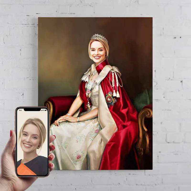 Retrato personalizado Pintura en lienzo Póster Reina real Mujer real Novia general Madre Regalo único Decoración del hogar Arte 220614