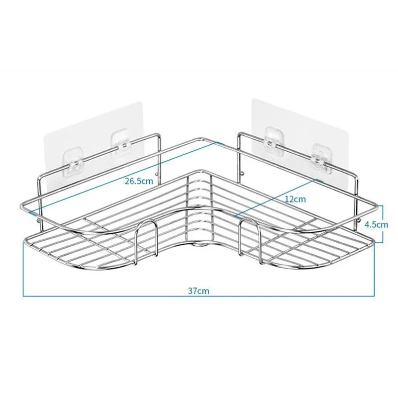 Estante de almacenamiento de acero inoxidable sólido, soporte triangular para estante montado en la pared, capa de cantante sin perforaciones, para baño, cocina, dormitorio, 220527