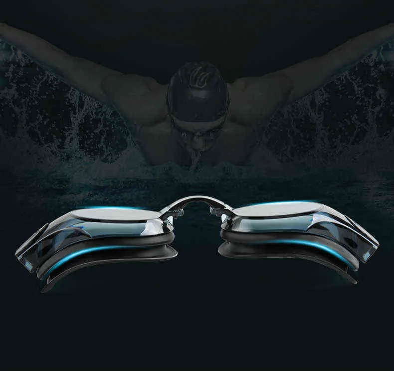 Nieuwe verstelbare mannen vrouwen bril zwemmen bril anti-mist uv beschermen waterdichte siliconen gespiegelde zwemmen brillen G220422