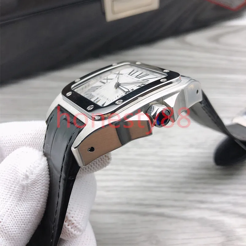 Luxury Men's Watches Montre De Luxe sports leisure watch 40mm automatic mechanical leather strap square stainless steel dial 215D