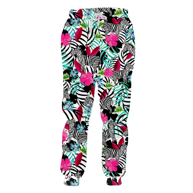 CJLM Modello di Stampa Pantaloni di Stampa 3D Zebra Fiori Tropicali Colorati Pantaloni Classici Moda Casual Divertente Street Style 7XL 220623