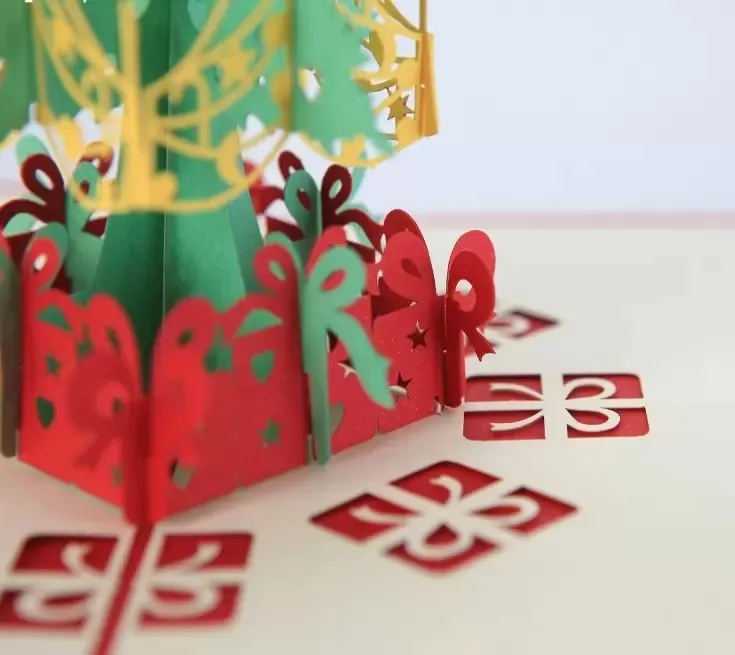 Cartes de voeux de Noël respectueuses de l'environnement 3D faites à la main Pop Up Carte-cadeau Fête de Noël Invitation de vacances C0813