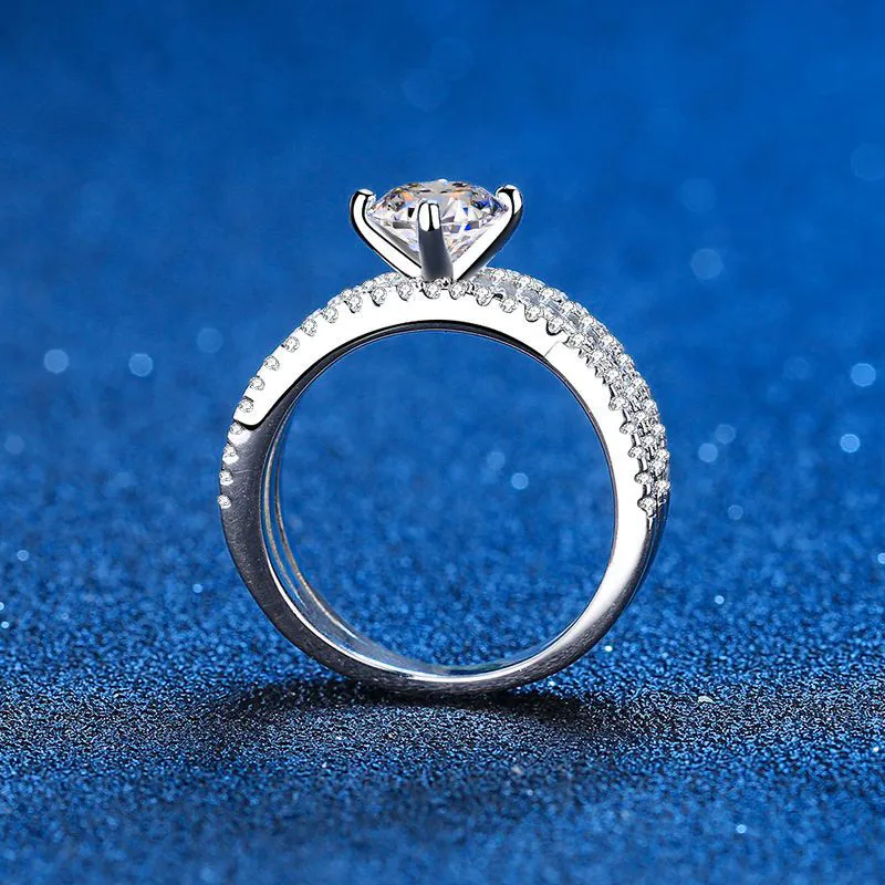 حلقات حقيقية 14K من الذهب الأبيض مطلي 4 Prong Petite Ed Vine 1Ct Diamond Enging Ring Promise Gift Gridal Jewelry 2208137501387