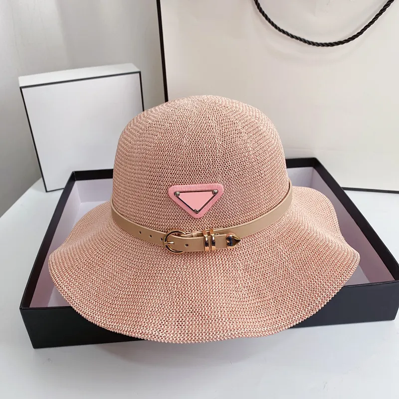 Durable Beach Straw Hats Woman Summer Vintage Outdoor Sun Protection Designer Cap Solid Color Breathable Caps Bandage Wide Brim Br296K