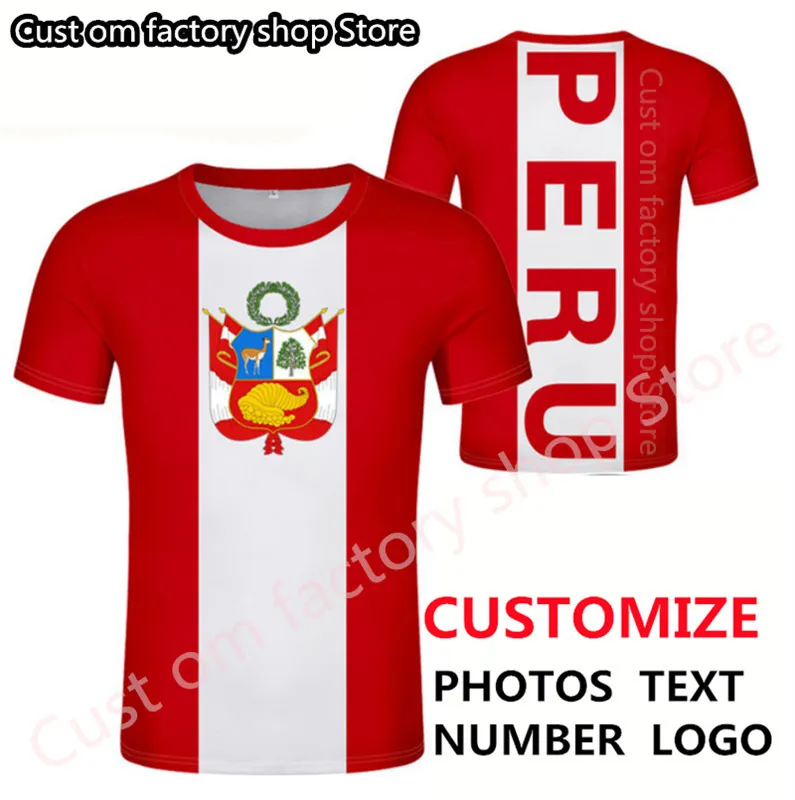 Peru t shirt DIY bezpłatny numer nazwy niestandardowej na koszulkę flag flaga epublika peruwiańska hiszpańska college tekst po ubrania 220609