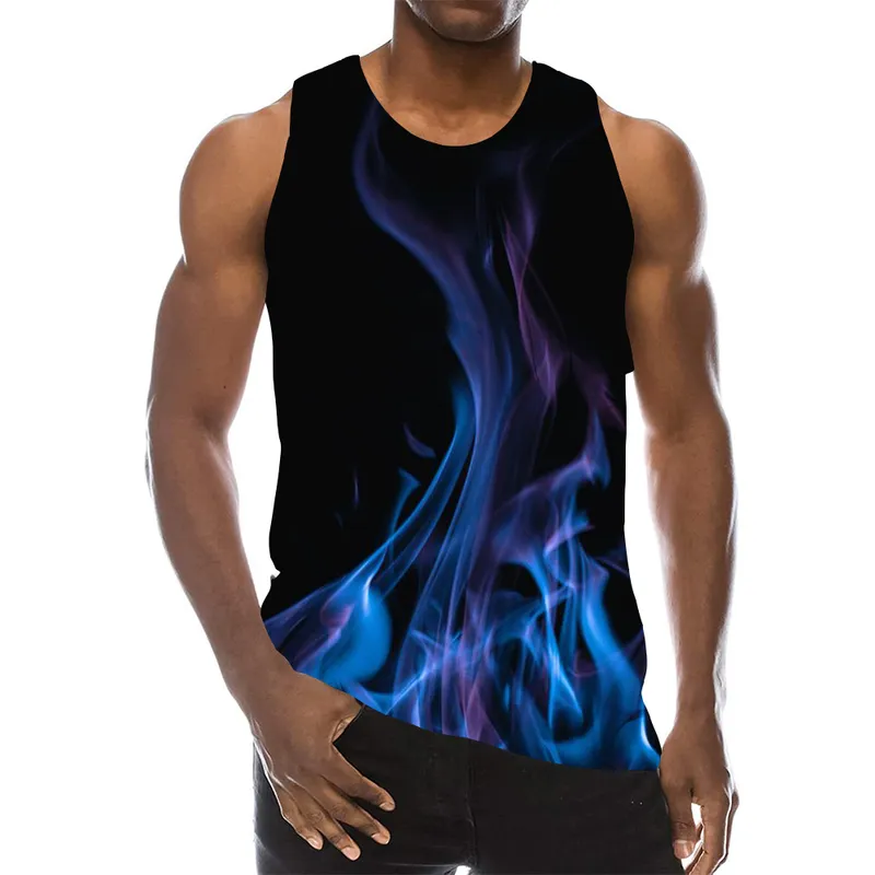 Mäns Abstrakt Black Tank Top 3D Print Psychedelic Beach Textur Gym Ärmlös Mönster Toppar Grafisk Vest 220331