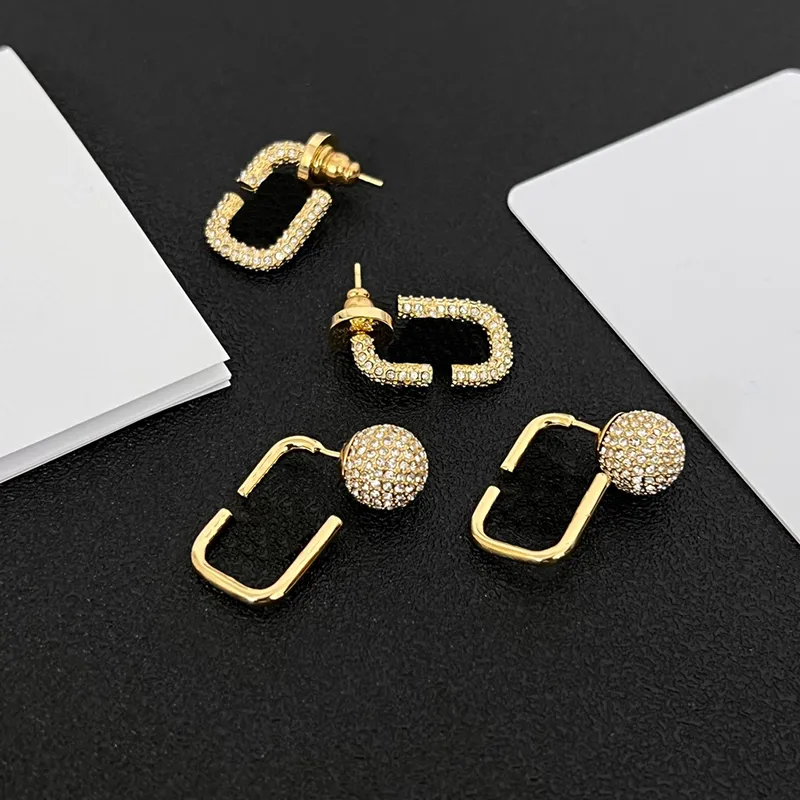 Projektant kolczyki Hoop Stud biżuteria dla kobiet luksusowe diamentowe kolczyki złote męskie kolczyki w kształcie obręczy biżuteria list kolczyki do uszu 2203301D