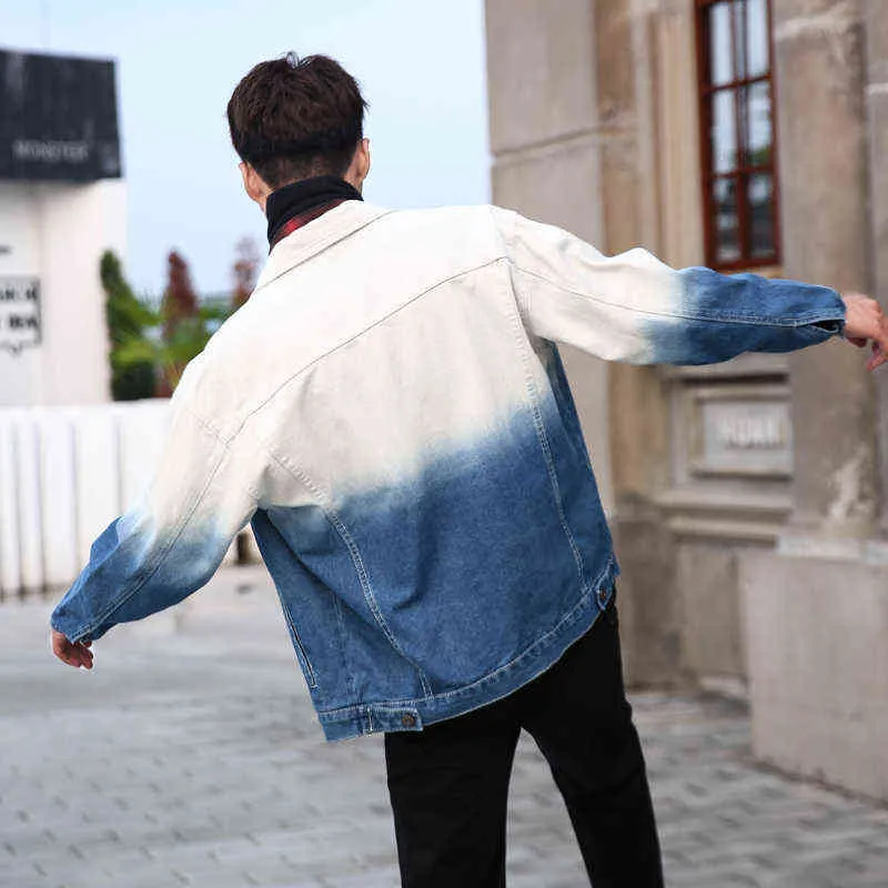 청바지 코트 재킷 남자의 한국 스타일 봄과 가을 데님 재킷 슬림 긴팔 캐주얼 데님 재킷 단색 어린 소년 Y220803