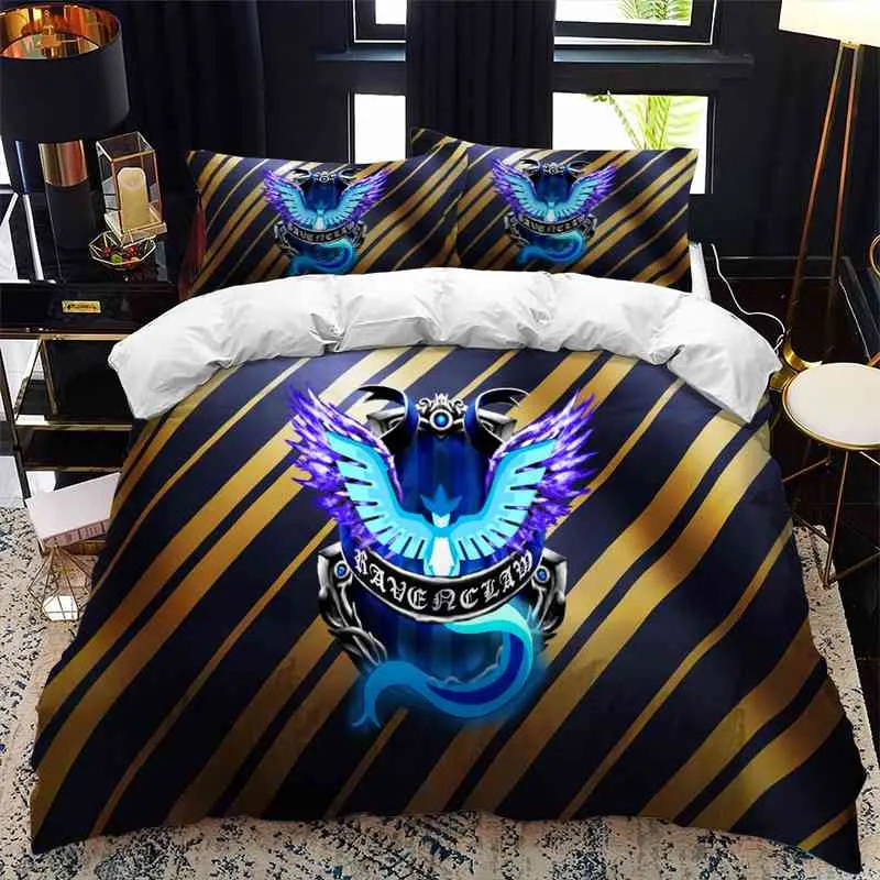 School of Magic Double Bed Däcke Cover Set Queen Calico Twin Size Comporter Bedding Single Complete
