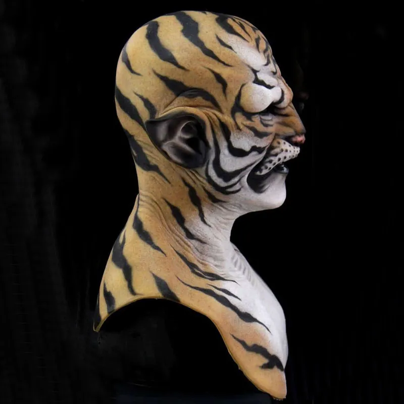 Effrayant Tigre Animal Masque Halloween Carnaval Night Club Mascarade Coiffures Masques Classique Performance Cosplay Costume Props 220719