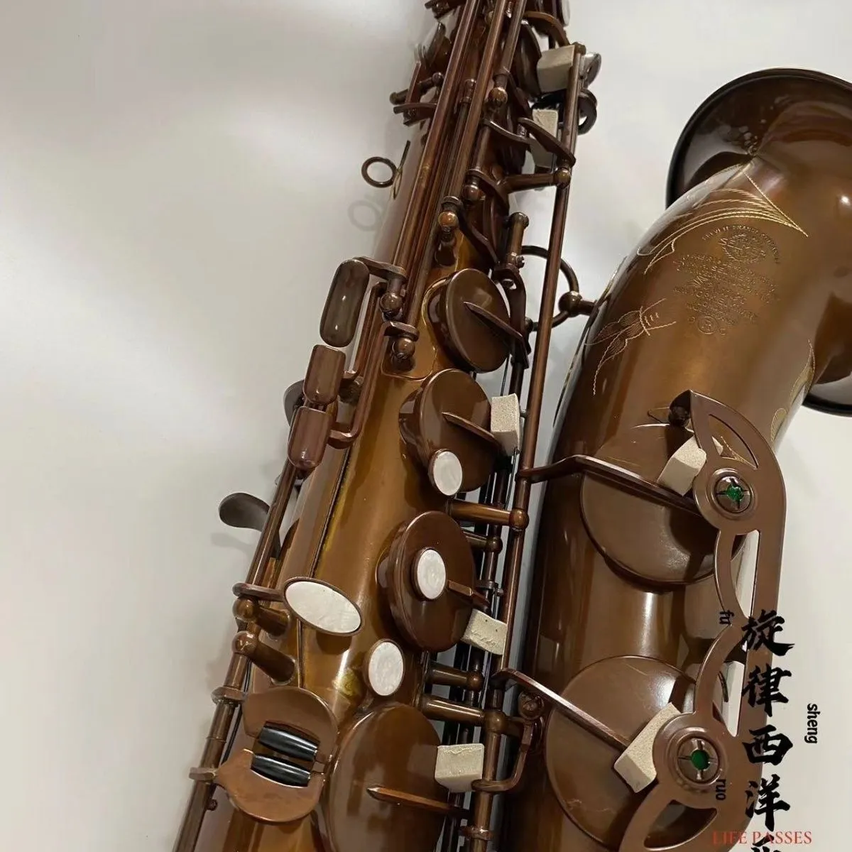 Sassofono tenore retrò Mark 6 Antique Copper Shell Button BB Tenor Saxophone Strumento a legna con accessori