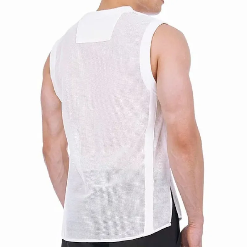 Débardeur blanc hommes dentelle évider Sexy hauts été vêtements pour hommes mode Gym Fitness vêtements hommes Slim Fit gilet chemises 220531