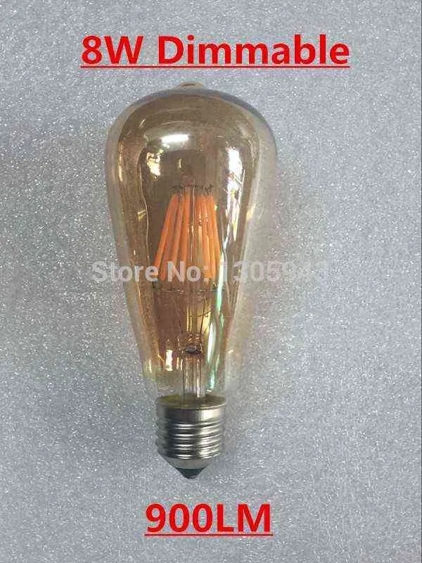 ST64 LED 2W 4W 6W 8W 10W 12W Dimmable Gold Filament Bulb E27 B22 Light 220V 110V Vintage Edison Lamp Retro Gold Glass Appearance H220428