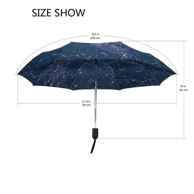 Creative 12 étoiles carte ciel étoilé Parapluie pluie femmes automatique trois pliant Parasol Parapluie 220426