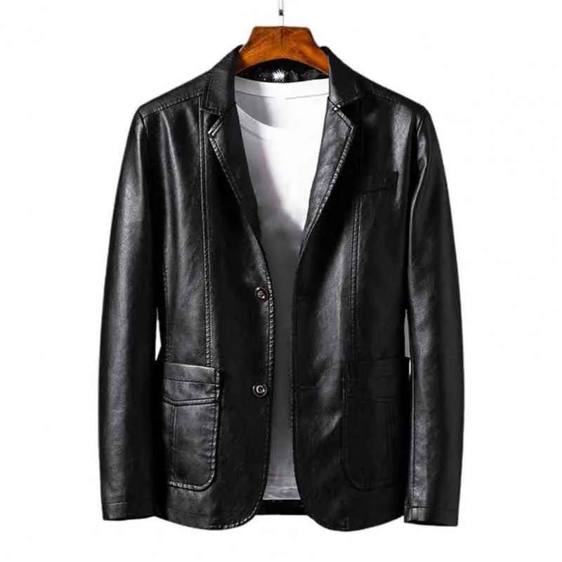 Hommes robe costume veste Faux cuir moto veste col rabattu gilet couleur unie mâle formel veste réunion L220801