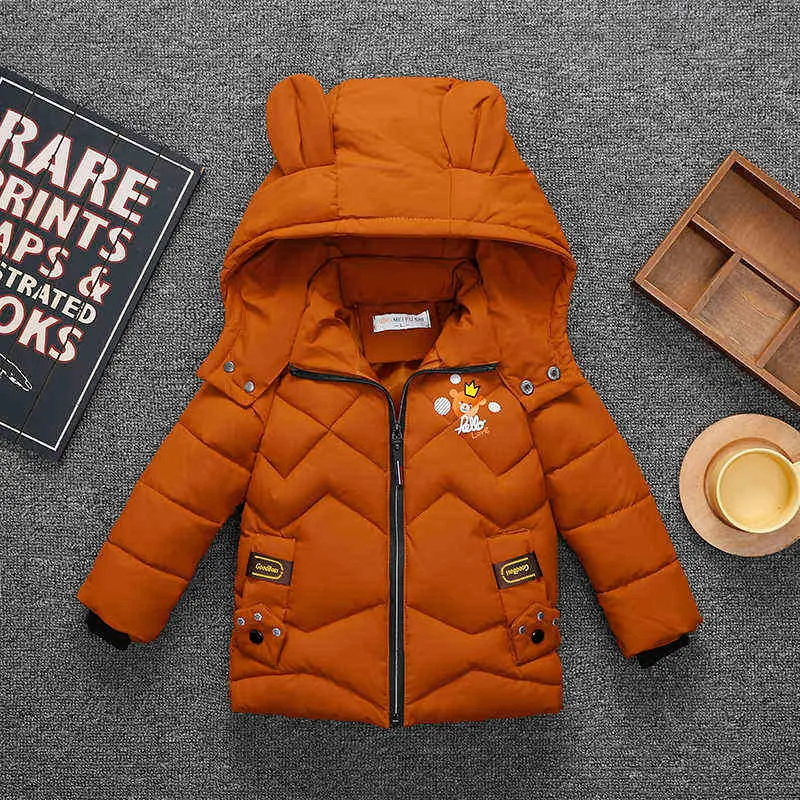 1 2 3 4 5 Year Winter Boys Coat Cartoon Bear Cute Warm Keep Thick Coat For kids Children Heavy Outerwear J220718