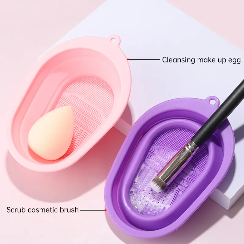Rancai Katlanabilir Silikon Fırça Yumurta Pad Makyaj Fırçaları için Temiz Yıkama Aletleri İnatçı Tahtası Kozmetik Temizlik Mat Kiti 220722