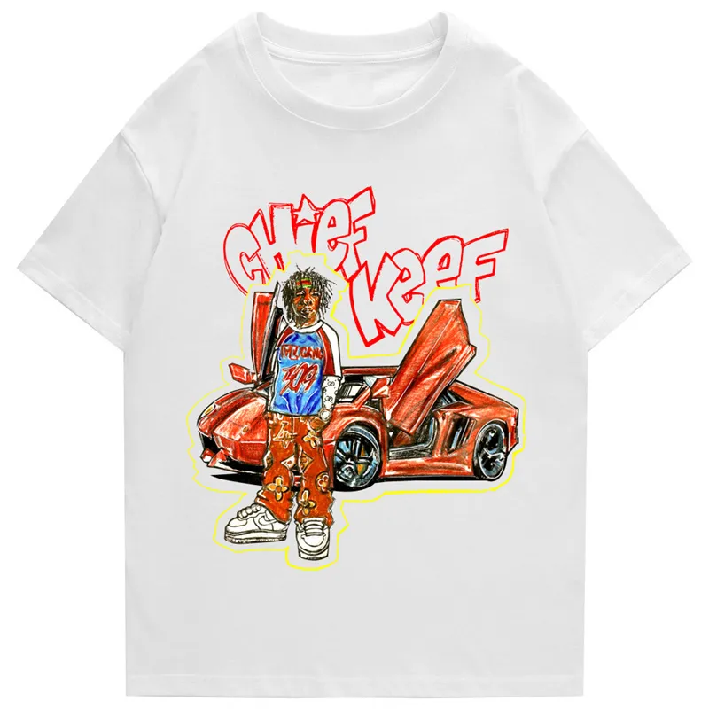 Chef Keef Harajuku hommes t-shirt Hip Hop Alphabet dessin animé coton été à manches courtes hommes 220408