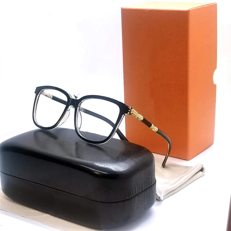 Populära retro -mäns optiska glasögon Eva Style Sun Glass Designad fyrkantig full ram solglasögon läderfodral med HD Clear L287o