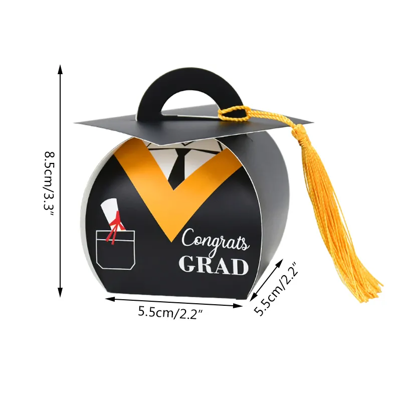 Congratulazioni Grad Bachelor Cap Cap Box Box Box Boxaging Borse Borse forniture decorazioni feste di laurea Classe di 2022