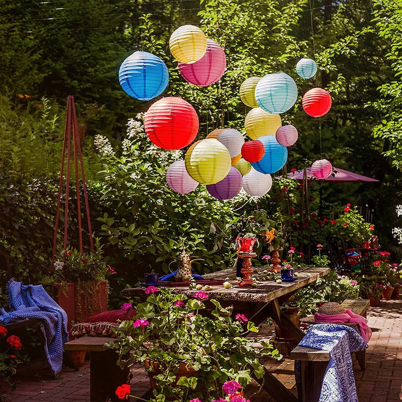 Coloré Rond Papier Lanterne Boule De Papier Lanternes Année Chinoise Décorations Anniversaire De Mariage Décor 612 lanterna 220527