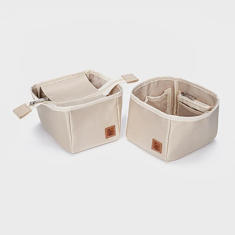 För H Picotin 18 22 Satin Purse Organizer Insert med dragkedja för Tote Shaper Cosmetic Bags Portable Makeup Handbag Inner Pocket 220606