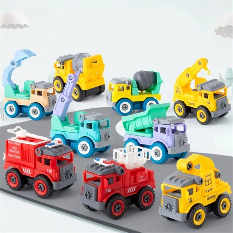 4 pezzi di costruzione giocattolo ingegneria auto camion dei pompieri vite costruire e smontare ottimo bambini ragazzi 2206171611441