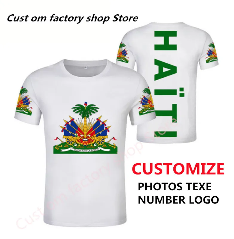 HAITI T Shirt Men DIY اسم مخصص مجاني رقم HTI Nation العلم البلد HT French Republic College Print P O Boy T Shirt 220616