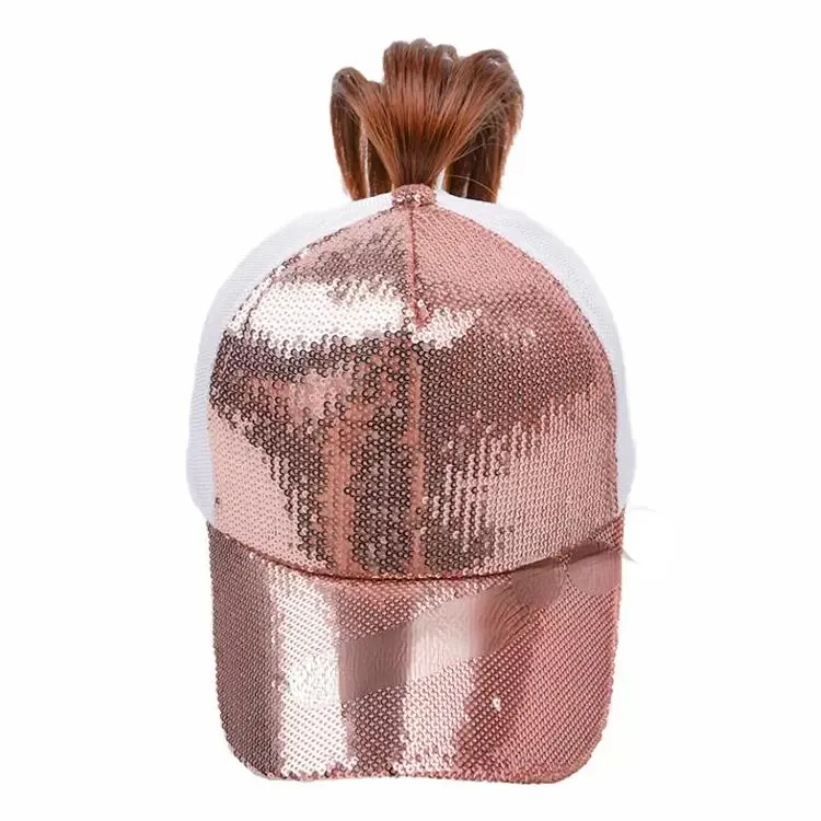 パーティースパンコールハットクリスクロスファッションポニーテールハットの女性洗浄されたネットキャップ野球帽