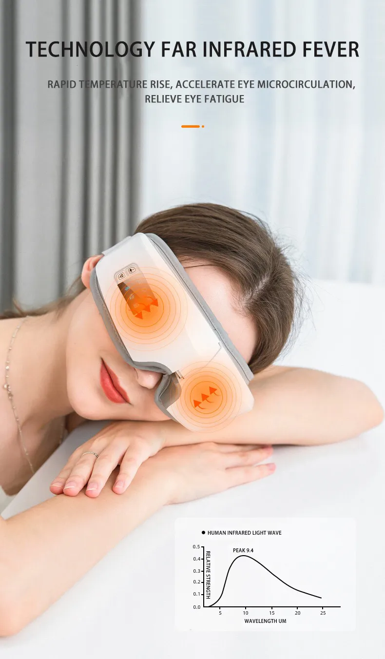 Massager oczu 4D Smart Air Bag Vibration Care Instrument Compress Bluetooth Masaż Szklanki Zmęczenie Wzmacnia
