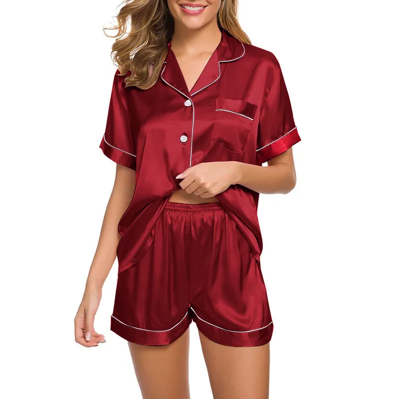 Satin Silk Pajamas for Women Summer Pyjamas Home Clothes Women Nightwear Pajama Set Long Nightgown 5XL Large Size Sleepwear 220527