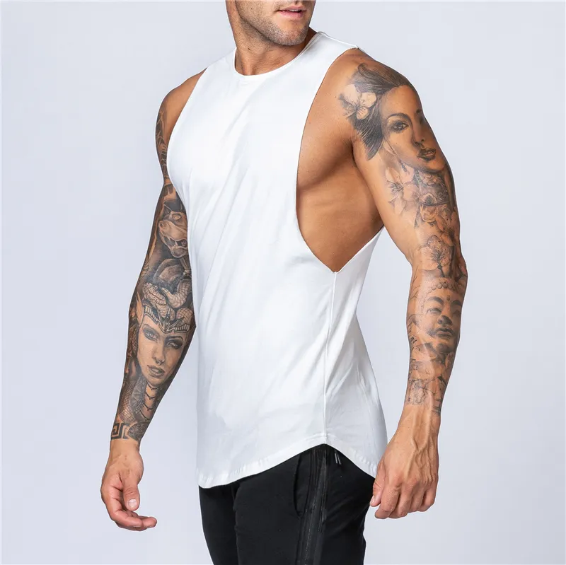 Canottiera da uomo palestra da allenamento Canottiera muscolare senza maniche Camicia sportiva Stringer Abbigliamento moda Bodybuilding Canotte fitness in cotone 2294f