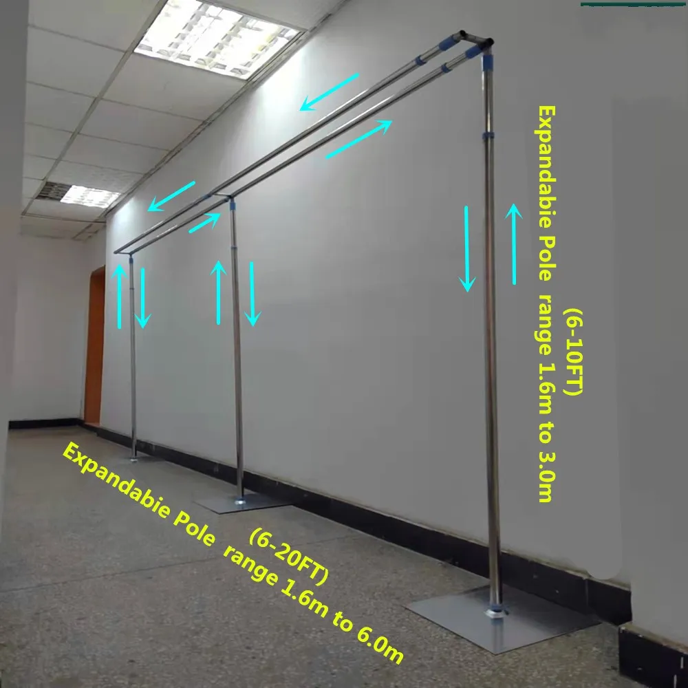 Bruiloft Decoratie Centerpieces 10ftX20ft Verstelbare Dubbele Crossbar Achtergrond Gordijn Stand Draagbare Achtergrond Frame Bloem Garen 239i