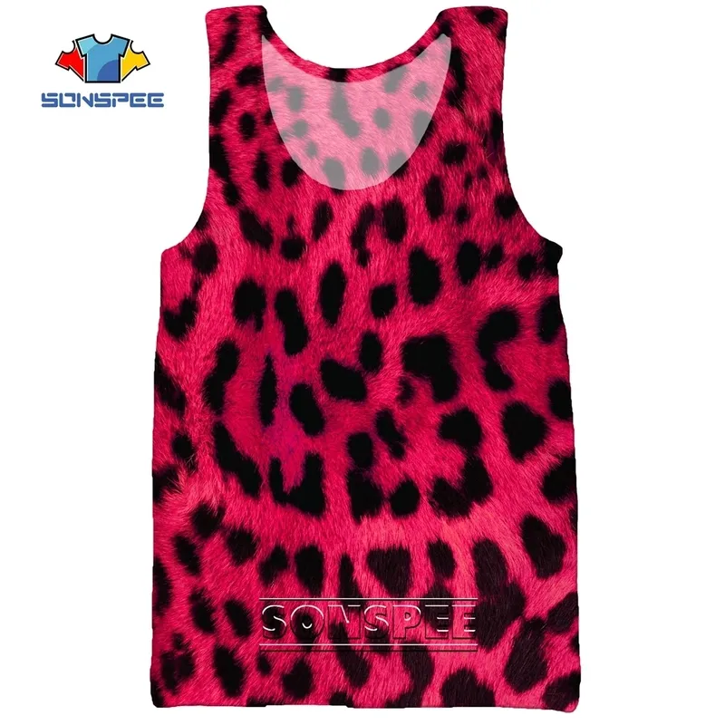 SONSPEE Leopard Animal Hunting 3D Print Men's Tank Tops Casual Fitness Bodybuilding Gym Muscle Funny Men Sleeveless Vest Shirt 220627