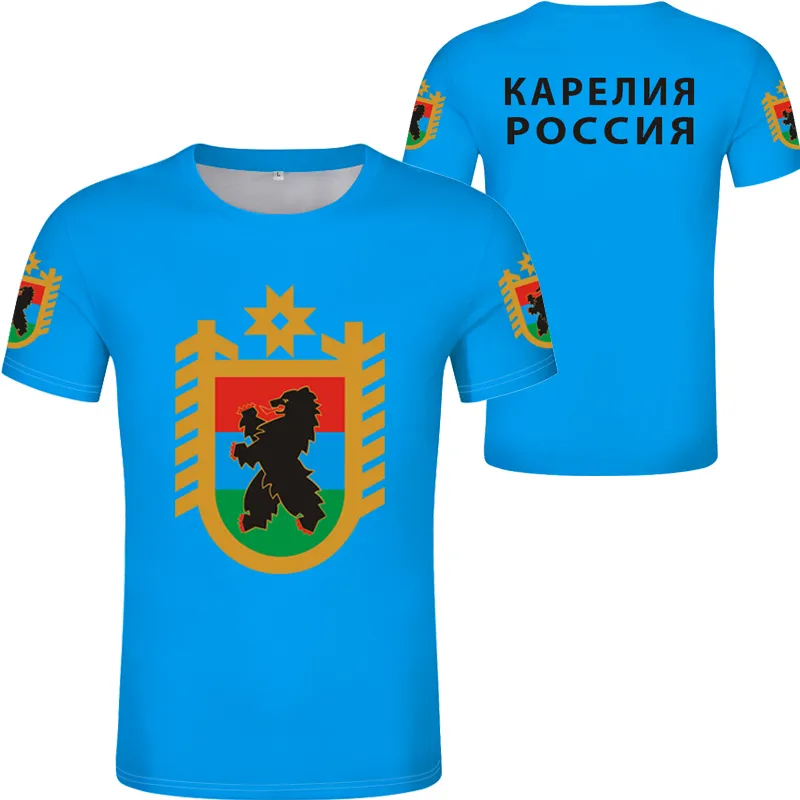 KARELIA tshirt free custom made name number karjalan tazavalla t shirt flag diy russian russia rossiya segezha kem clothing 220616gx