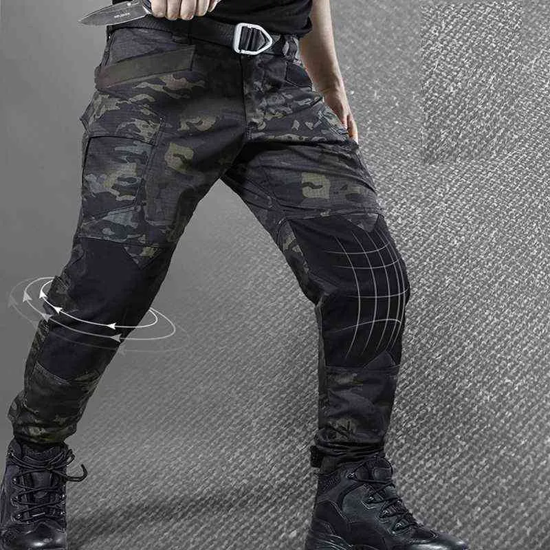 男性の品質戦術パンツミリタリー衣類軍隊迷彩貨物パンツ膝補強ペイントボールエアソフト耐久性ズボンL220706