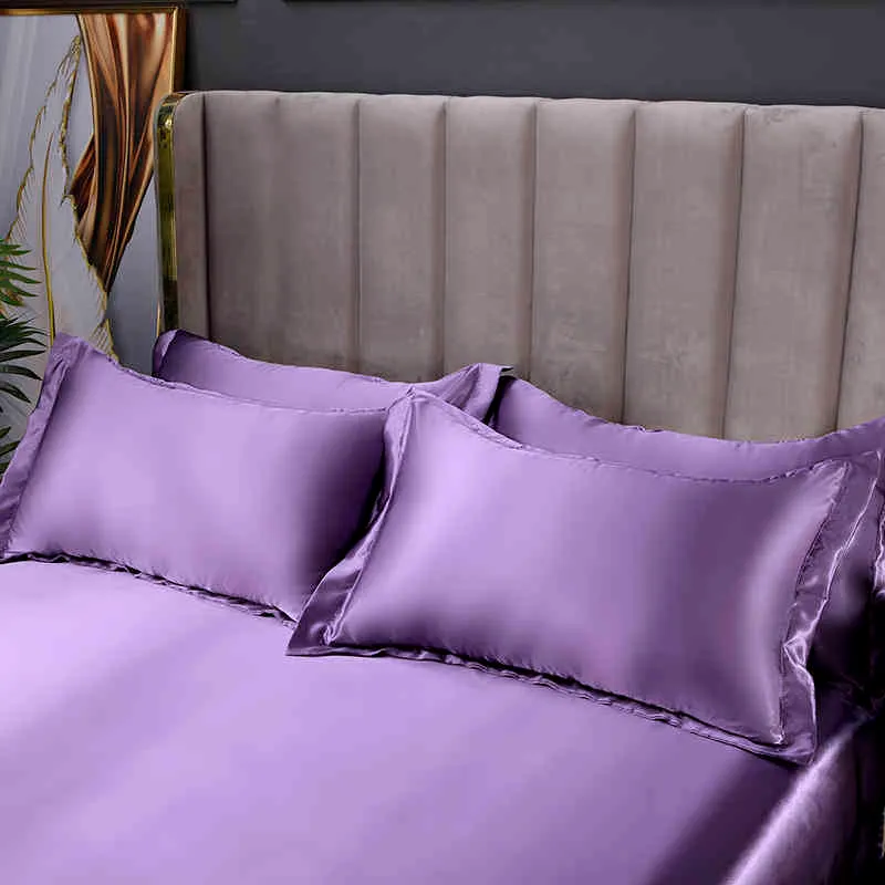Täcke täcke set drottning lila vanlig färgad sängkläder pla cool fiber quilt fundas de edredn kung satin polyester säng