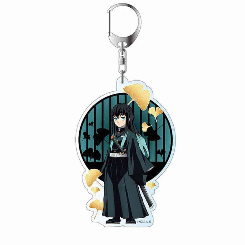 Anime Demon Slayer Keychain Acrílico Kimetsu No Yaiba Blade of Ghost Keychains Chave de capa de capa Keyring Acessórios para joias de joias Y220413