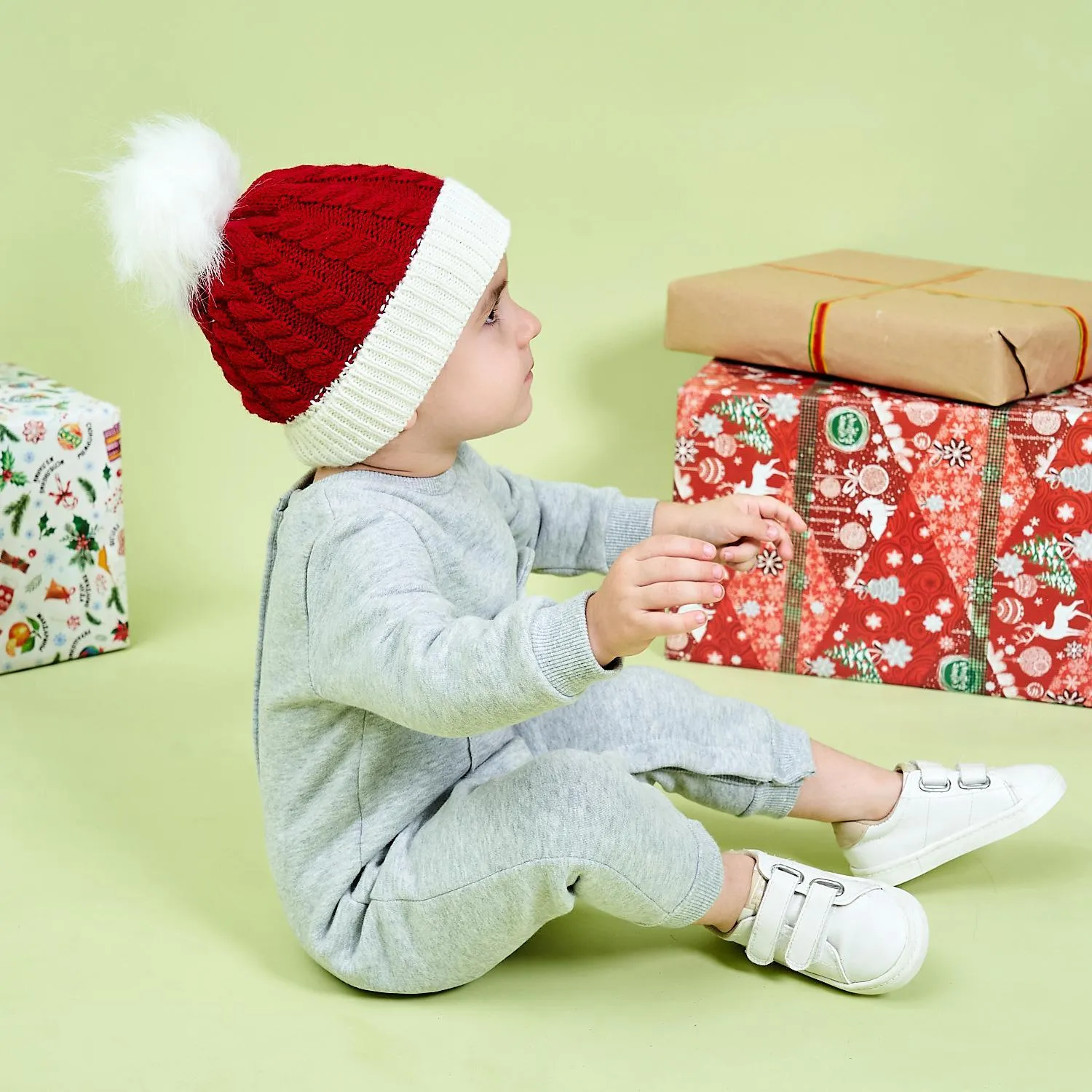 0-3 anni cappello da bambino cappelli lavorati a maglia caldi bambini di Natale con berretto di lana intrecciato regalo di Natale