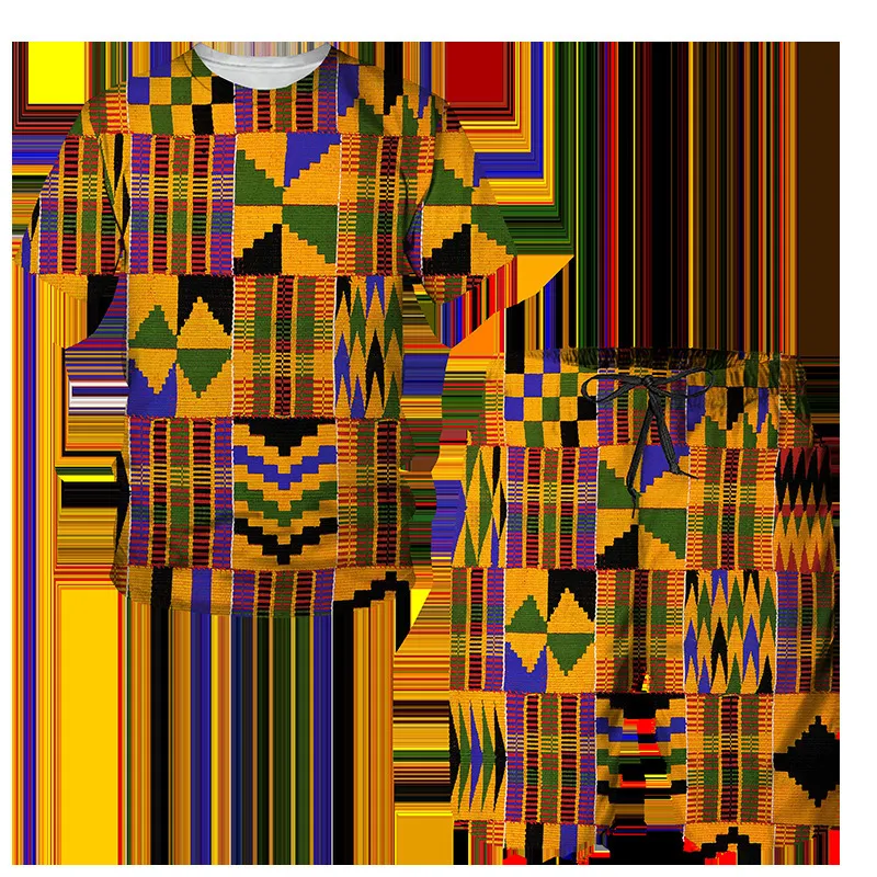est African Print DonnaT-shirt da uomo Set Africa Dashiki Tuta da uomoVintage Top Sport e tempo libero Abito estivo da uomo 220704