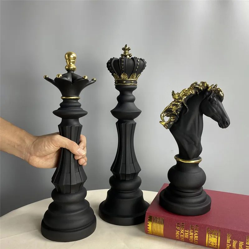 VILEAD -Schachstücke Figuren für Inneneinrichtung Büro Wohnzimmer Home Dekoration Zubehör Moderne Schachmänner Orament 220505