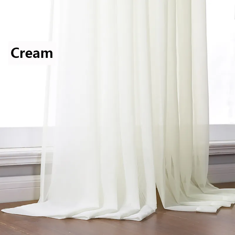 リズムソリッドホワイトチュールリビングルームの装飾のための薄いカーテンベッドルームキッチンボイルオーガンザ220809