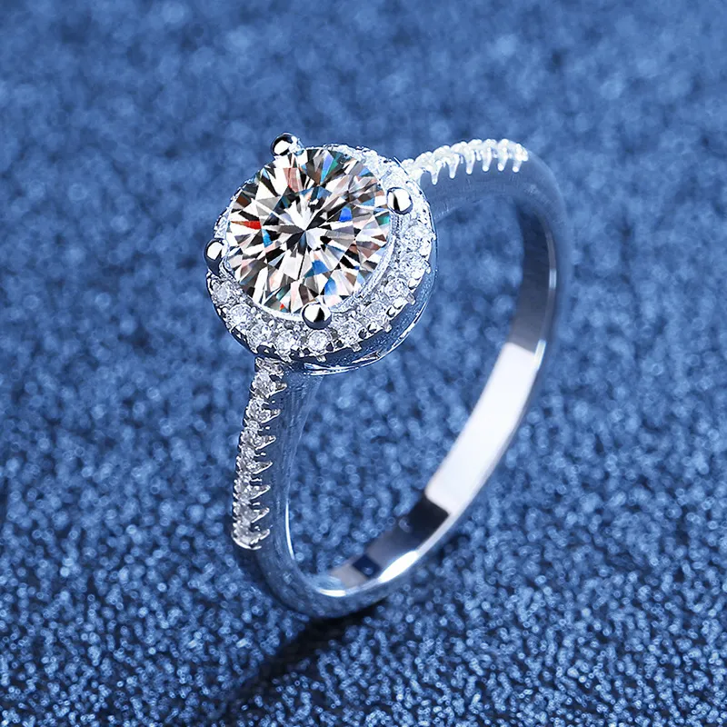 AeTeey 053ct D Farbe Real Diamond Round Ring rein 925 Sterling Silber für Frauen Hochzeit fein Schmuck RI020 220816