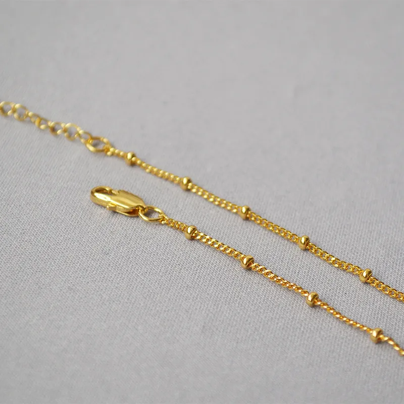 Messingperlenketten in Gold, Silber, Basic Chain Chockers, dünne Halsketten331C