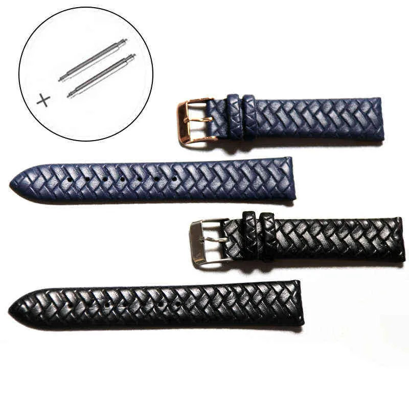 Riem 20 mm geweven patroon blauw zwart zacht vervanging lederen bandleer met roestvrijstalen gesp hoge kwaliteit G220420