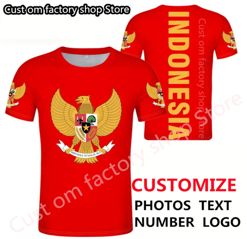 Indonésia camiseta diy grátis personalizado nome Número idn camise